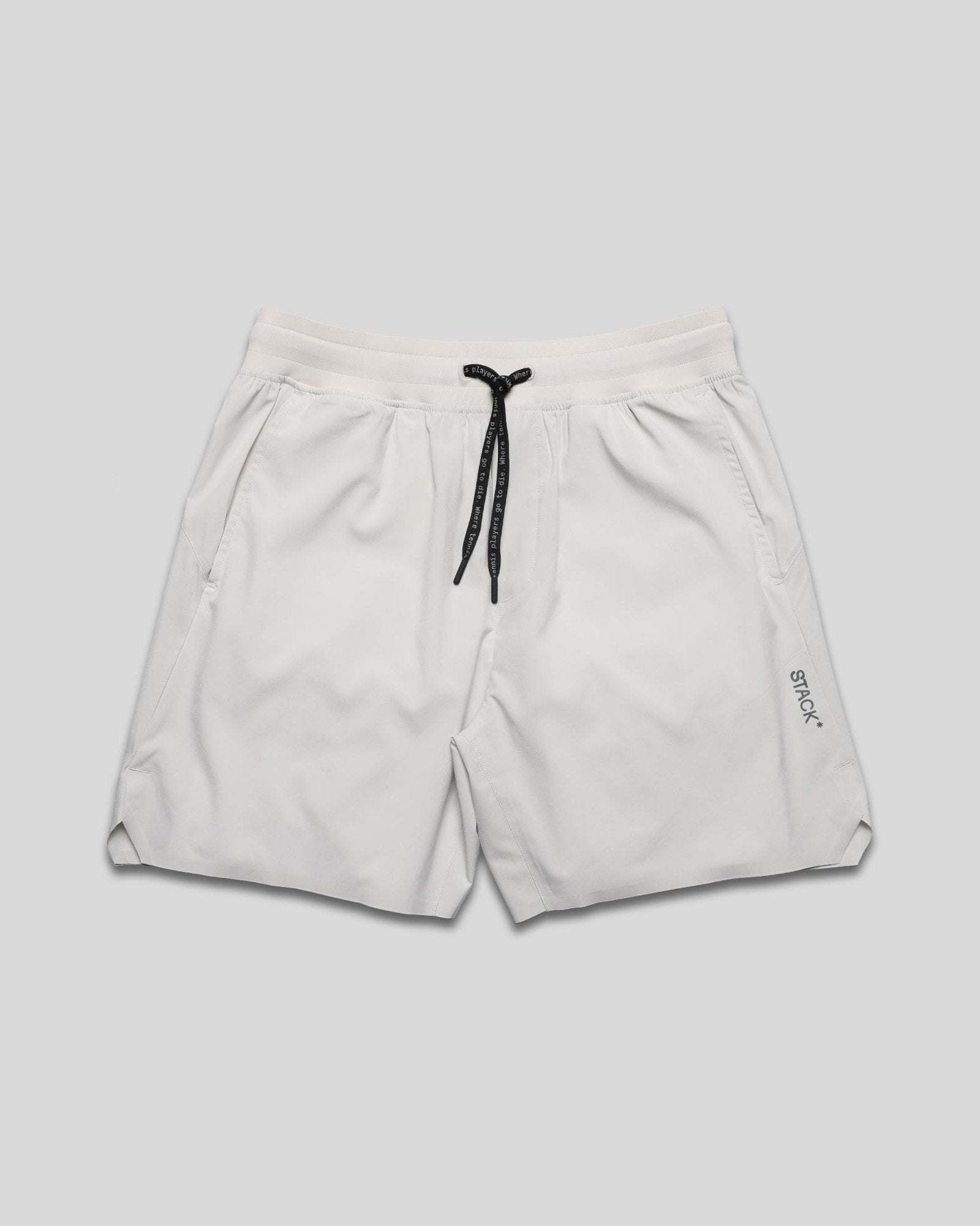 White Tourney Short 6" Linerless for pickleball and tennis with drawstring waist.