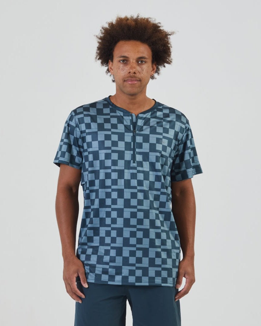 Flowstate* Zip Tee-Dark Sea Mini Court-Check-S-Stack Athletics