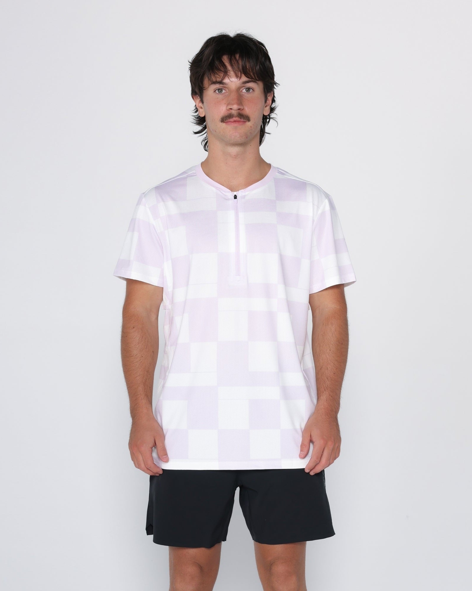 Flowstate* Zip Tee-Lavender Court-Check-S-Stack Athletics