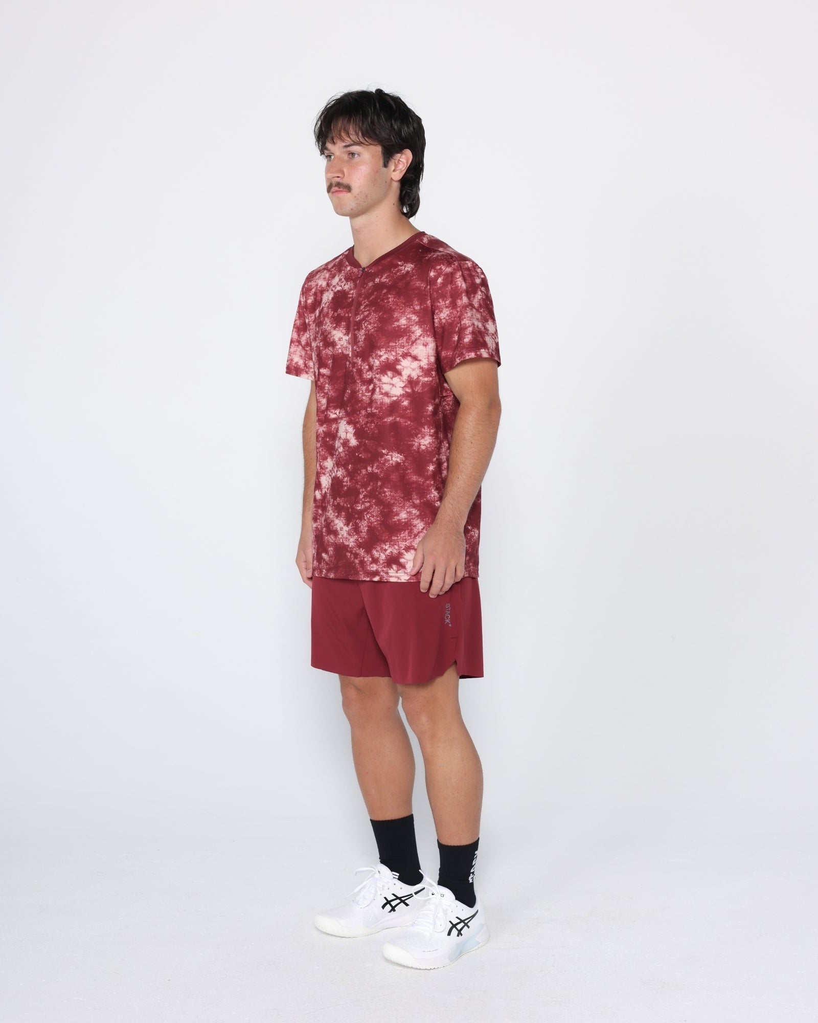 Flowstate* Zip Tee-Oxford Red Acid-Dye-S-Stack Athletics