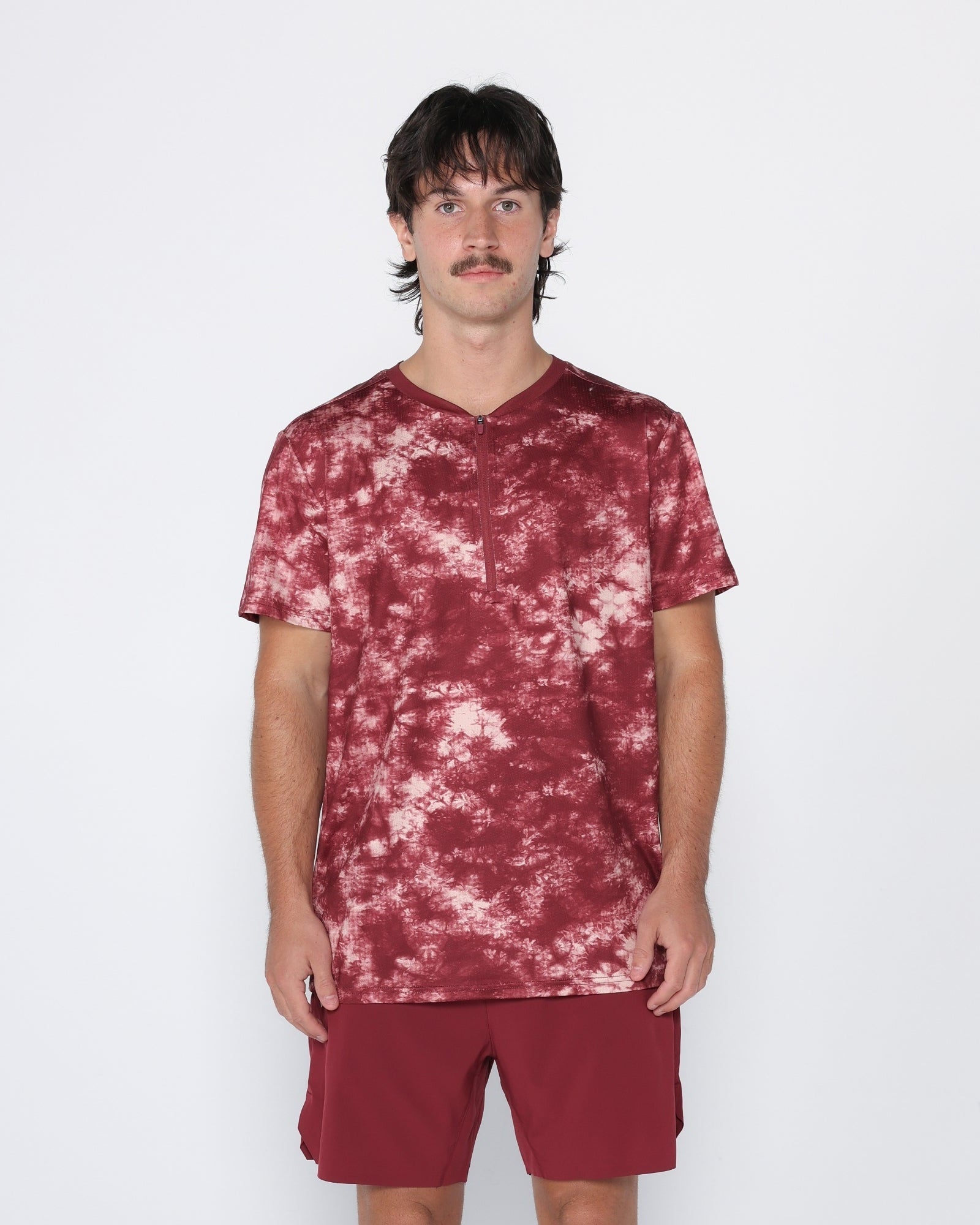 Flowstate* Zip Tee-Oxford Red Acid-Dye-S-Stack Athletics