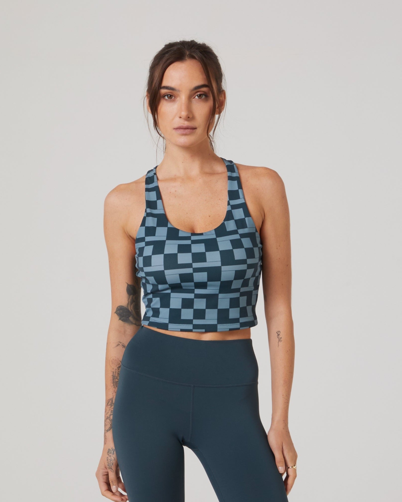 Rally Comp Tank-Dark Sea Mini Court-Check-XS-Stack Athletics