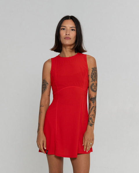 red tennis dress women Women Seamless Tank Athletic Dress Pleated Golf Dress with Built in Shorts  and Bra  Attraco
